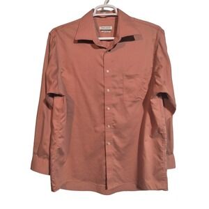 Joseph Abboud peach color button front long sleeve shirt men XL-XXL neck size 17